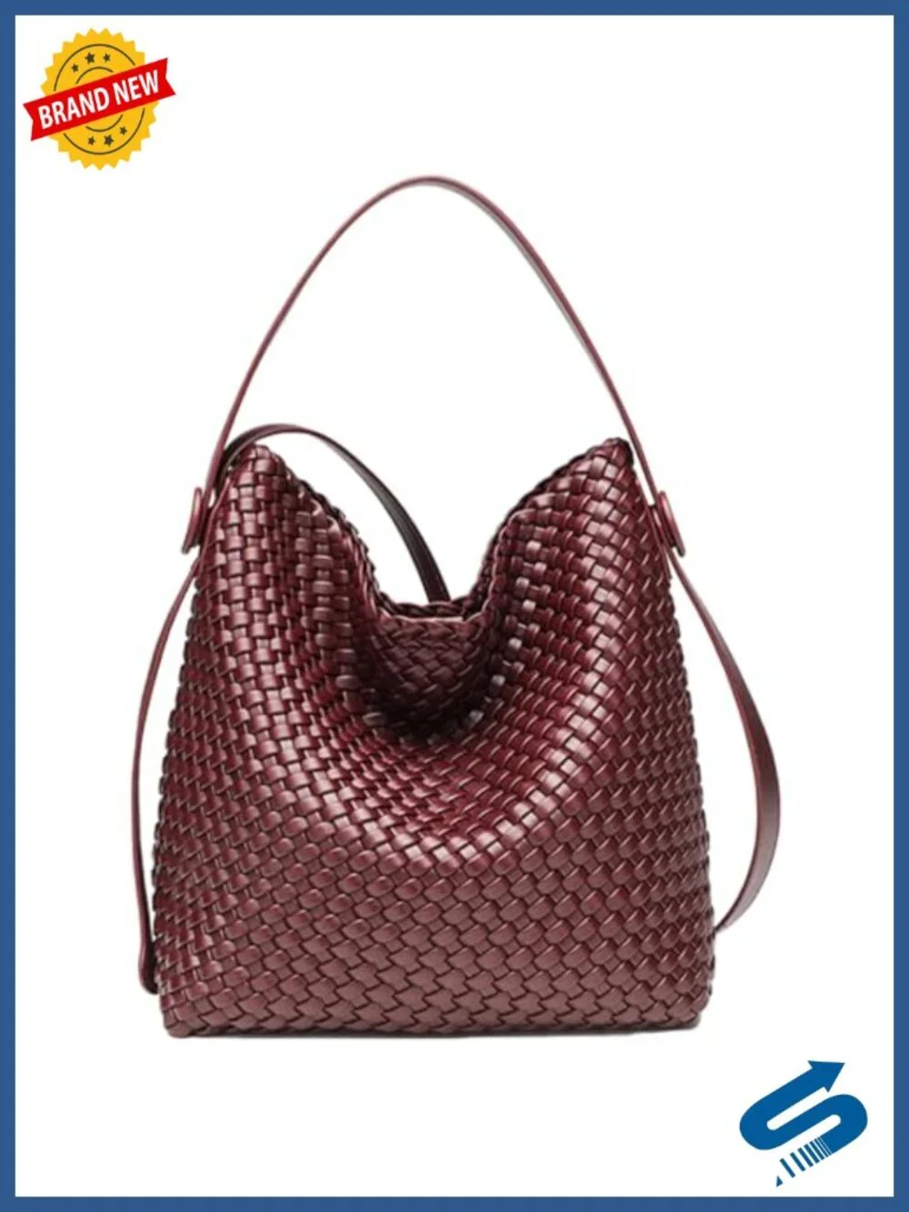 Large Woven Tote Bag Vegan Leather Shoulder Bag Women Travel Shopper